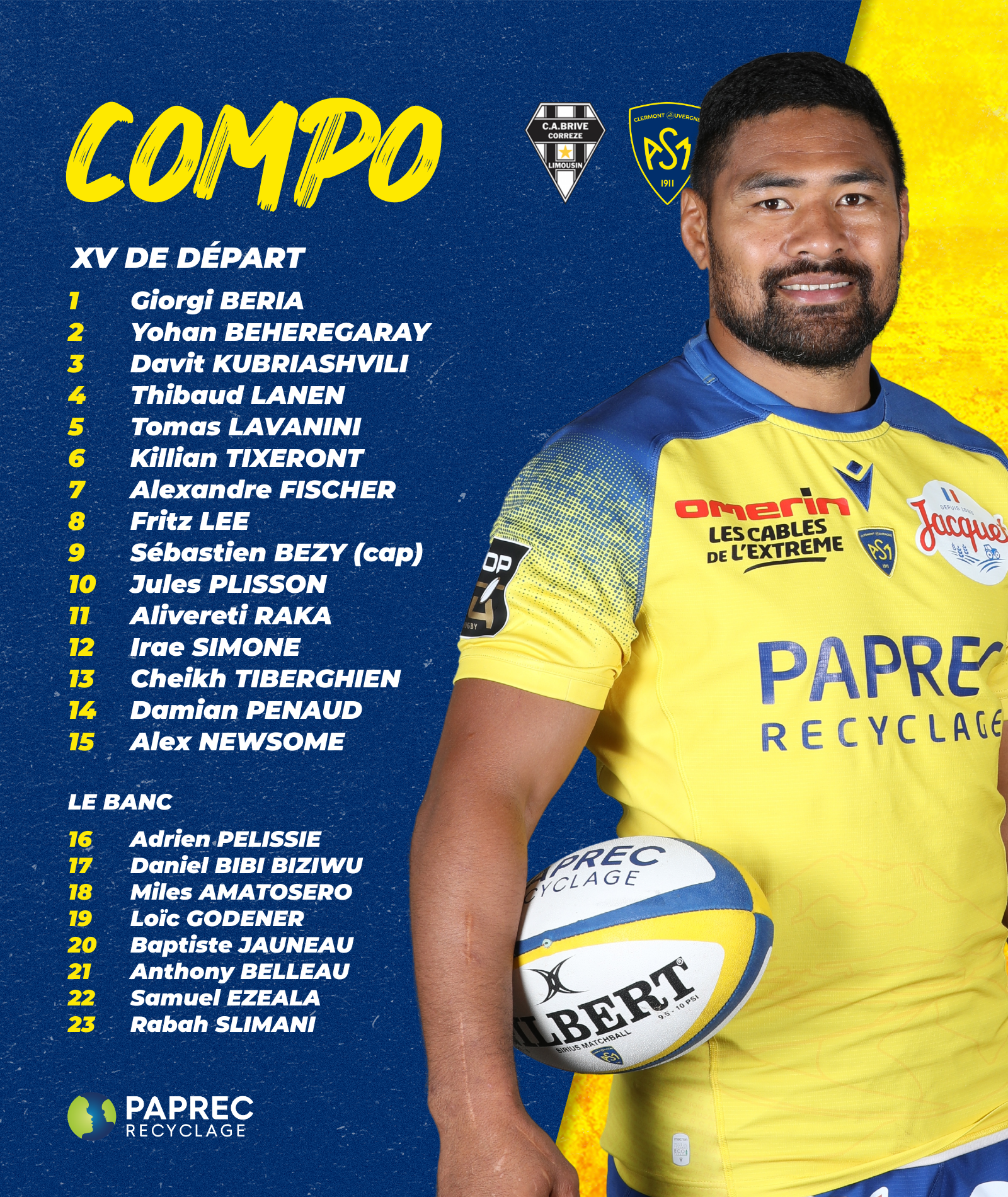 C.A.BRIVE vs A.S.M.C.A. 5048-asm-clermont-team-line-ups--dcc80da3-21e9-4931-8219-614de7ffccbc